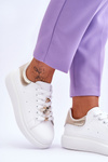 Women's Sports Shoes On A Massive Platform White And gold Chante