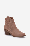 Cowboy Boots With Zipper Eco Suede Perforated Beige S.Barski HY51-061