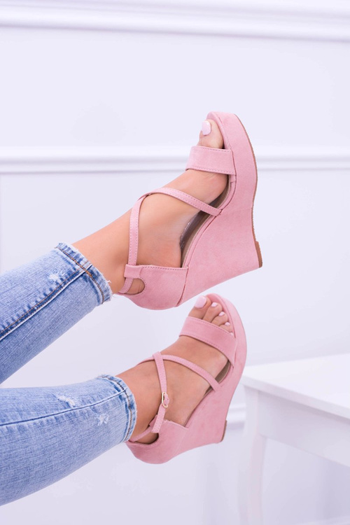Women's Pink Suede Sandals On Anchor Eline