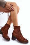 Women's Low Heel Lace-Up Ankle Boots Brown Serellia
