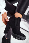 Women’s Boots On High Heel Slip-on Eco-Suede Black Berry
