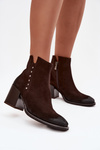 Women's Ankle Boots Made of Natural Suede on Heel Zazoo 1136 Chocolate