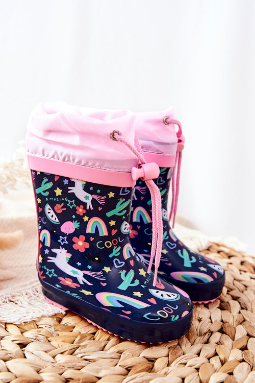 Dziecięce Gumowe Kalosze Granatowe Jednorożec Alemanie