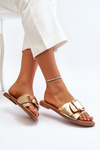 Women's Slippers with Strap and Gold Buckle Opahiri