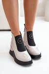 Leather Wedge Ankle Boots D&A MR880-137 Light Gray