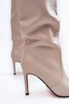Leather Heeled Ankle Boots Beige Melisandra