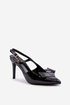 Lacquered High Heels With Open Heel Black Auroravia