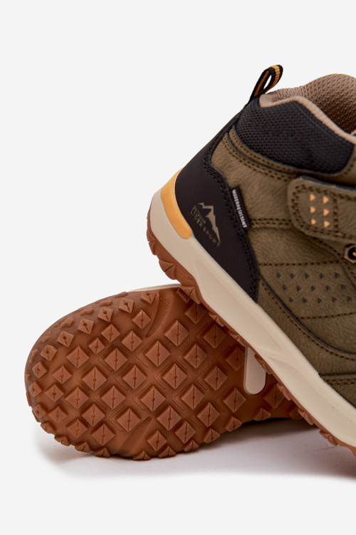 Children's trekking shoes with Velcro dark green Pavisse