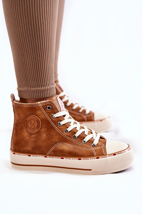 Trampki Damskie Wysokie Ocieplane Cross Jeans Camel KK2R4043C