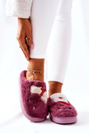Christmas slippers Santa Claus and Reindeer purple