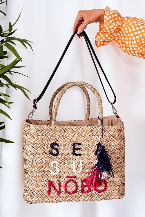 Braided Shopper Beach Bag NOBO XK00410 Beige