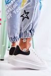 Buty Sportowe Damskie Platforma Biało-Czarne Eliso
