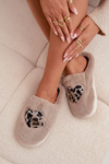 Furry slippers with hearts beige Amandra