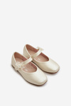 Beige Glittery Children's Ballerina Flats with Velcro Fastening Jeylin