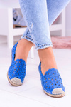 Lu Boo Damskie Baleriny Granatowe Espadryle w Kwiaty Macarena