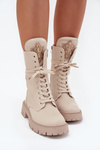 Insulated ankle boots workers with decoration beige Kelilea