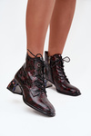 Patent Leather Women's Boots Made of Genuine Leather with Heels with Crystals Artiker 57C0130 Bordeaux
