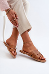 Women's Flat Sandals with Decoration Camel Kavinia
