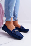 Women's Comfort Suede Moccasins Navy Blue Anzio