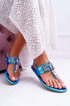 Flip Flops Sandals With Crystals Lu Boo Blue