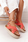 Sandały Na Korkowej Platformie Big Star FF274A129 Koralowe