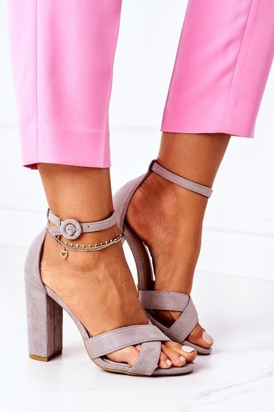 Suede Stiletto Sandals Grey Destino