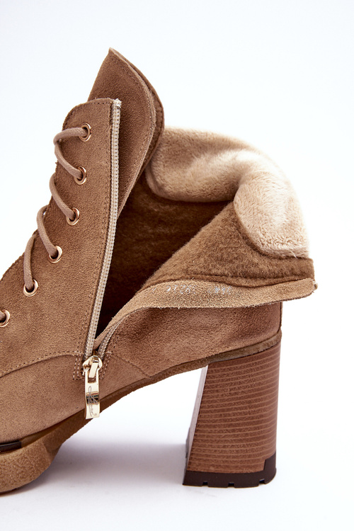 Lace-up Suede Ankle Boots Beige Lemar Flomes