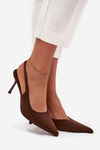 Stilettos with open heels chocolate Lenira