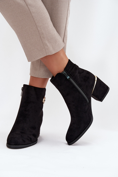 Insulated women's ankle boots with golden details on heel black Dorisse