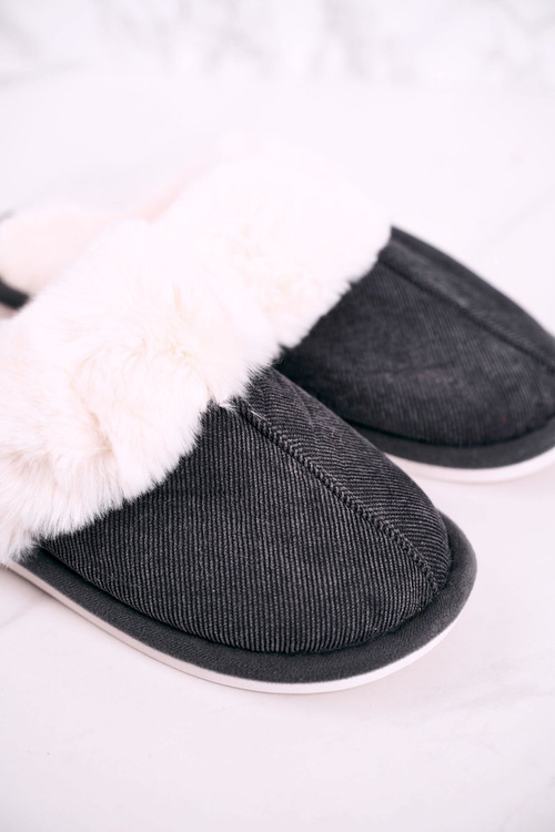 Men's Slippers With Fur Grey Homely