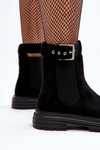Suede Ankle Boots On Massive Sole Black Ozaro 