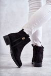 Women's Suede Boots With Ornament Black Giana