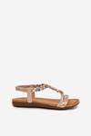 Womens Sandals With Clips And Braided Straps Beige Nusoreth