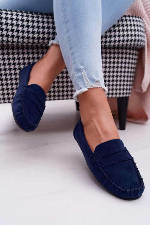 Women's Mocassins Navy Blue Suede Bolero