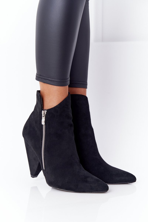 Asymmetrical Heeled Ankle Boots Lu Boo Black