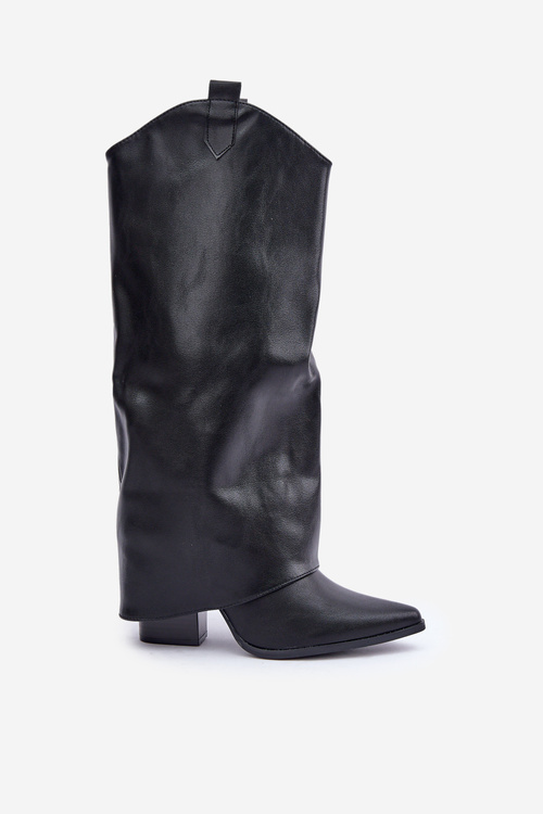 Slip-on boots with folded shaft on heel black Rialivia