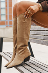 Insulated cowboy boots with heel from eco suede beige Jovianne