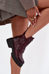 Leather insulated women's boots with buckles and decorative detail Zazoo 60482 Burgundy