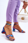 Patterned Low Heel Satin Sandals Purple-Blue Quincy