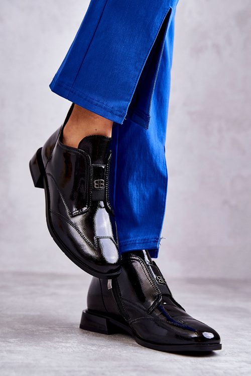 Patent Low Zip Boots Black Bettina