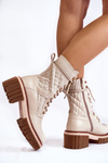 Women's High Boots With Zipper Beige Enroe