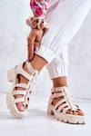 Leather Sandals With Straps Beige Minorite