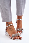 Women's Sandals With Low Heels With Ornaments Silver Benicio