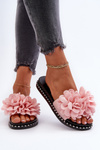 Women's Pink Flower Embellished Sandals Cellanen