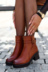 Low Heel Leather Boots Brown Irinaela 