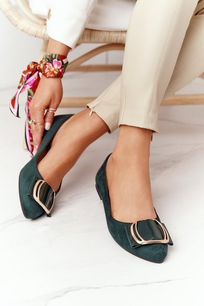 Suede Ballerinas With A Buckle Sergio Leone BL623 Zelené