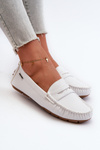 Women's White Faux Leather Moccasins Rerceria