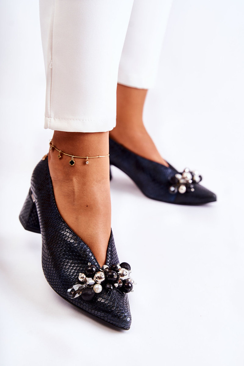 Leather Pumps With Decoration Laura Messi 2487 Black