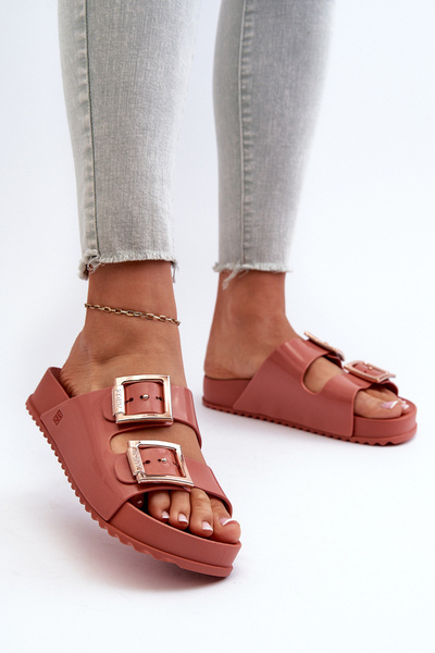 Klapki Damskie Z Klamrami Brudny Róż ZAXY JJ285246