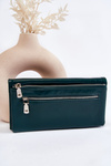 Women's Large Leather Wallet With A Zipper Green Shiness 